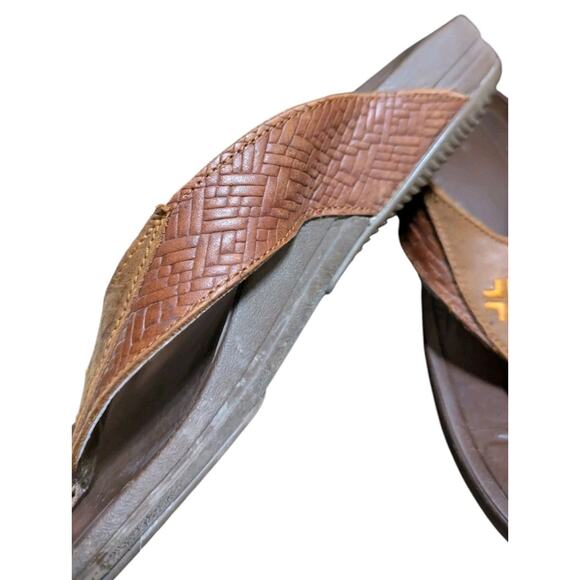 KURU Mens Flip Flops 11 Brown Leather Thong Sandals Arch Support Comfort Shoes main image 4